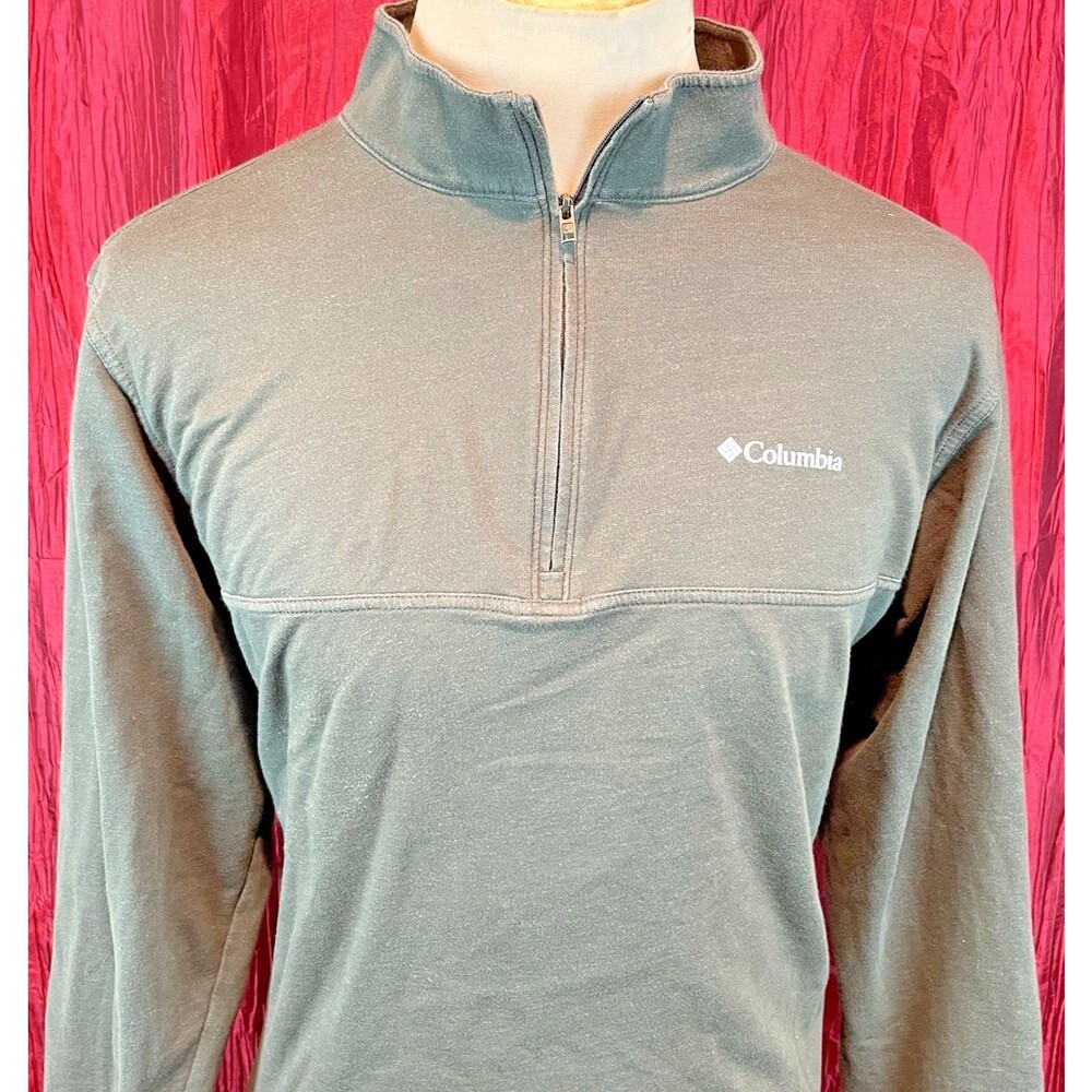 Mens Columbia Omni Wick Gray 1/4 Zip Mock Neck Pullover Casual Shirt sz XL